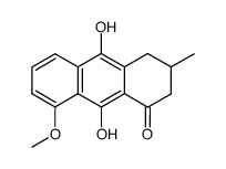 9,10-dihydroxy-8-methoxy-3-methyl-3,4-dihydroanthracen-1(2H)-one结构式