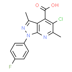 5-Chloro-1-(4-fluorophenyl)-3,6-dimethyl-1H-pyrazolo[3,4-b]pyridine-4-carboxylic acid structure