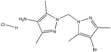 1-[(4-bromo-3,5-dimethyl-1H-pyrazol-1-yl)methyl]-3,5-dimethyl-1H-pyrazol-4-amine hydrochloride Structure