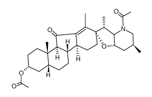 (22Ξ,23S)-3α-acetoxy-28-acetyl-17,23-epoxy-(5β,17αH)-veratr-12-en-11-one结构式