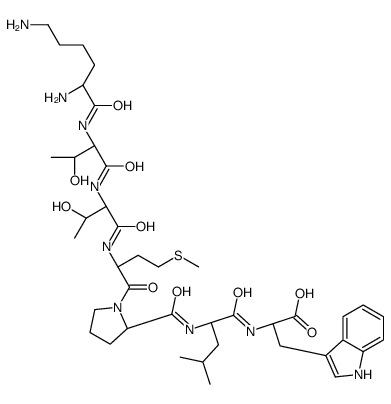 (2S)-2-[[(2S)-2-[[(2S)-1-[(2S)-2-[[(2S,3R)-2-[[(2S,3R)-2-[[(2S)-2,6-diaminohexanoyl]amino]-3-hydroxybutanoyl]amino]-3-hydroxybutanoyl]amino]-4-methylsulfanylbutanoyl]pyrrolidine-2-carbonyl]amino]-4-methylpentanoyl]amino]-3-(1H-indol-3-yl)propanoic acid Structure