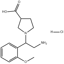 1-(2-氨基-1-(2-甲氧基苯基)乙基)吡咯烷-3-羧酸盐酸盐结构式