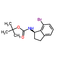 2-Methyl-2-propanyl [(1R)-7-bromo-2,3-dihydro-1H-inden-1-yl]carbamate structure