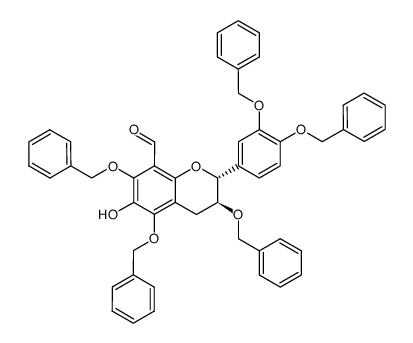 (2R,3S)-3,5,7,3',4'-penta-O-benzyl-8-formyl-6-hydroxyflavan Structure