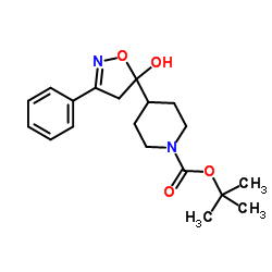 2-Methyl-2-propanyl 4-(5-hydroxy-3-phenyl-4,5-dihydro-1,2-oxazol-5-yl)-1-piperidinecarboxylate Structure