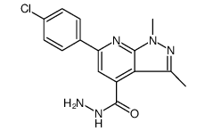 1H-Pyrazolo[3,4-b]pyridine-4-carboxylic acid, 6-(4-chlorophenyl)-1,3-dimethyl-, hydrazide结构式