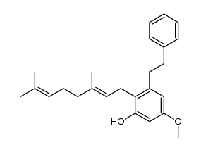 2-geranyl-3-hydroxy-5-methoxybibenzyl结构式