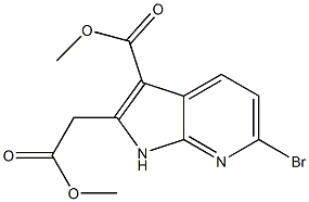 甲基 6-溴-2-(2-甲氧基-2-羰基乙基)-1H-吡咯并[2,3-B]吡啶-3-羧酸酯结构式