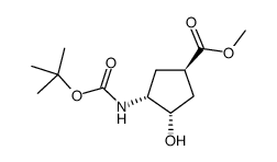 (1R,2S,4R)-N-Boc-1-氨基-2-羟基环戊烷-4-羧酸甲酯结构式