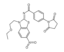 4-(2,5-dioxopyrrolidin-1-yl)-N-[3-(2-ethoxyethyl)-6-nitro-1,3-benzothiazol-2-ylidene]benzamide Structure