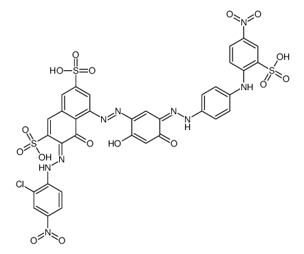 3-[(2-Chloro-4-nitrophenyl)azo]-5-[[2,4-dihydroxy-5-[[4-[(4-nitro-2-sulfophenyl)amino]phenyl]azo]phenyl]azo]-4-hydroxy-2,7-naphthalenedisulfonic acid structure