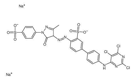 4-[[4,5-二氢-3-甲基-5-氧代-1-(4-磺苯基)-1H-吡唑-4-基]偶氮]-4-[(2,5,6-三氯-4-嘧啶基)氨基]-[1,1-联苯基]-3-磺酸二钠盐结构式