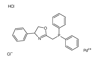 dichloropalladium,diphenyl-[(4-phenyl-4,5-dihydro-1,3-oxazol-2-yl)methyl]phosphanium Structure