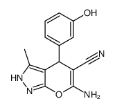 6-amino-2,4-dihydro-4-(3-hydroxyphenyl)-3-methylpyrano[2,3-c]pyrazole-5-carbonitrile Structure