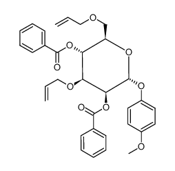 p-methoxyphenyl 3,6-di-O-allyl-2,4-di-O-benzoyl-α-D-mannopyranoside结构式