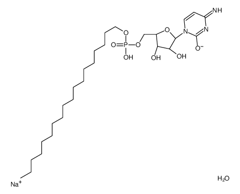 sodium,[(2R,3S,4S,5R)-5-(4-amino-2-oxopyrimidin-1-yl)-3,4-dihydroxyoxolan-2-yl]methyl octadecyl phosphate,hydrate结构式