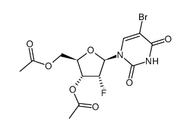 ((2R,3R,4R,5R)-3-乙酰氧基-5-(5-溴-2,4-二氧代-3,4-二氢嘧啶-1(2H)-基)-4-氟四氢呋喃-2-基)甲基乙酸酯结构式