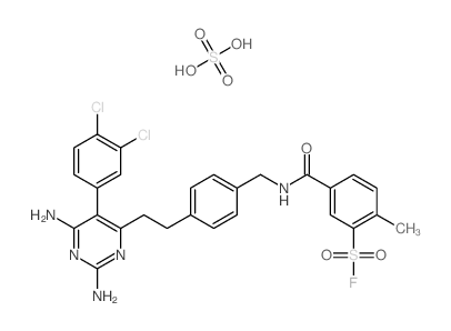 5-[[4-[2-[2,6-diamino-5-(3,4-dichlorophenyl)pyrimidin-4-yl]ethyl]phenyl]methylcarbamoyl]-2-methyl-benzenesulfonyl fluoride; sulfuric acid picture