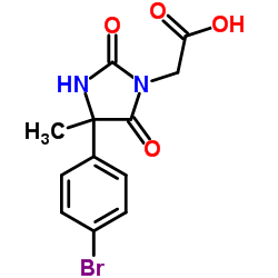 [4-(4-Bromophenyl)-4-methyl-2,5-dioxo-1-imidazolidinyl]acetic acid structure