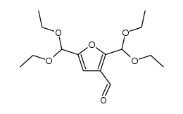 2,5-bis-diethoxymethyl-furan-3-carbaldehyde结构式