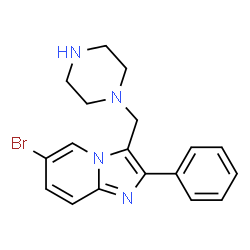 6-BROMO-2-PHENYL-3-PIPERAZIN-1-YLMETHYL-IMIDAZO[1,2-A]PYRIDINE结构式