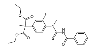 2-[4-(3-Benzoyl-1-methyl-thioureido)-3-fluoro-phenyl]-2-methyl-malonic acid diethyl ester结构式