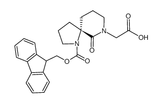 {(5S)-1-[(9H-fluoren-9-yl-methoxy)carbonyl]-6-oxo-1,7-diazaspiro[4,5]dec-7-yl}acetic acid结构式