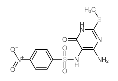 N-(4-amino-2-methylsulfanyl-6-oxo-3H-pyrimidin-5-yl)-4-nitro-benzenesulfonamide structure