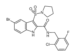 5-bromo-N-(2-chloro-6-fluorobenzyl)-3-(pyrrolidin-1-ylsulfonyl)-1H-indole-2-carboxamide Structure