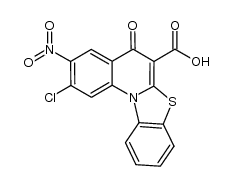 2-chloro-3-nitro-5,12-dihydro-5-oxobenzothiazolo[3,2-a]quinoline-6-carboxylic acid Structure