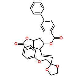 [1,1'-Biphenyl]-4-carboxylic acid hexahydro-2-oxo-4-[2-[2-(phenoxymethyl)-1,3-dioxolan-2-yl]ethenyl]-2H-cyclopenta[b]furan-5-yl ester Structure