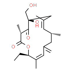 (3R,5R,9R,14R)-3,7,9,13-Tetramethyl-14-ethyl-11-methylene-5-hydroxy-5-(hydroxymethyl)oxacyclotetradeca-7,12-diene-2,4-dione结构式