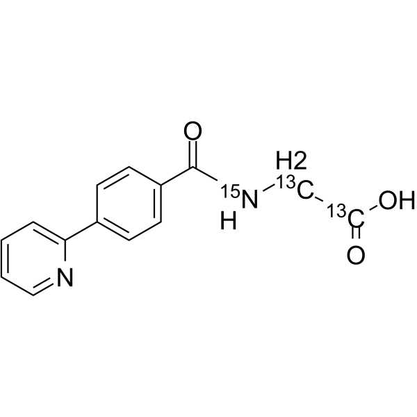 N-[4-(2-Pyridinyl)benzoyl]glycine-13C2,15N Structure