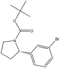 (S)-2-(3-溴苯基)吡咯烷-1-羧酸叔丁酯结构式