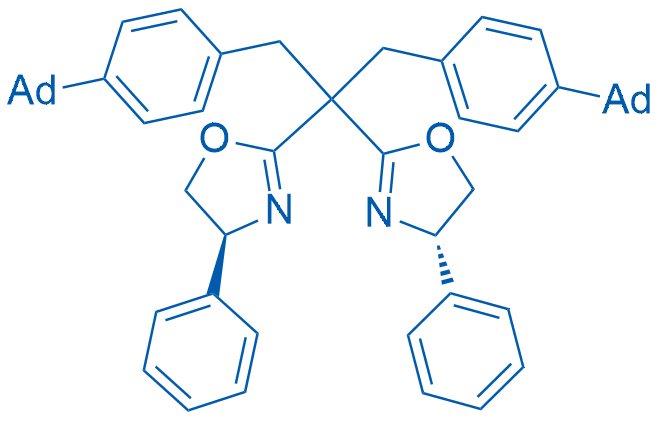 (4S,4'S)-2,2'-(1,3-Bis(4-(adamantan-1-yl)phenyl)propane-2,2-diyl)bis(4-phenyl-4,5-dihydrooxazole) structure