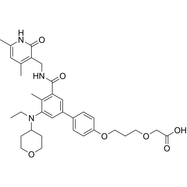 Tazemetostat de(methylene morpholine)-O-C3-O-C-COOH structure