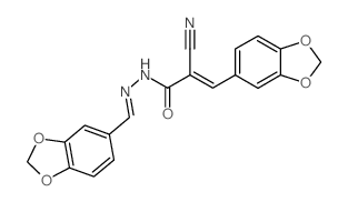 2-Propenoic acid,3-(1,3-benzodioxol-5-yl)-2-cyano-, 2-(1,3-benzodioxol-5-ylmethylene)hydrazide结构式