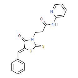 (Z)-3-(5-benzylidene-4-oxo-2-thioxothiazolidin-3-yl)-N-(pyridin-2-yl)propanamide结构式