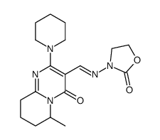 3-[(E)-(6-methyl-4-oxo-2-piperidin-1-yl-6,7,8,9-tetrahydropyrido[1,2-a]pyrimidin-3-yl)methylideneamino]-1,3-oxazolidin-2-one Structure