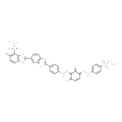 disodium 2'-[4-[[2,6-dihydroxy-3-[(4-sulphonatophenyl)azo]phenyl]azo]phenyl]-6-methyl[2,6'-bibenzothiazole]-7-sulphonate Structure