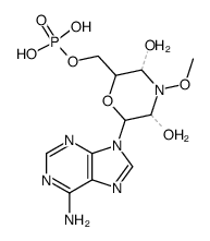 phosphoric acid mono-[(2R)-6c-(6-amino-purin-9-yl)-3ξ,5ξ-dihydroxy-4-methoxy-morpholin-2r-ylmethyl] ester结构式