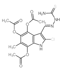 [4,7-diacetyloxy-3-[(2-carbamothioylhydrazinyl)methylidene]-2-chloro-6-methyl-indol-5-yl] acetate结构式