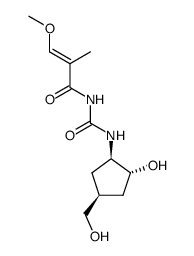 (+/-)-N-[[(1α,2β,4α)-2-hydroxy-4-(hydroxymethyl)cyclopentyl]aminocarbonyl]-3-methoxy-2-methyl-2-propenamide结构式