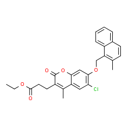 ethyl 3-[6-chloro-4-methyl-7-[(2-methylnaphthalen-1-yl)methoxy]-2-oxochromen-3-yl]propanoate结构式