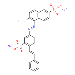 disodium 6-amino-5-[[4-(2-phenylvinyl)-3-sulphonatophenyl]azo]naphthalene-2-sulphonate structure