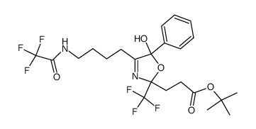 tert-butyl 3-(5-hydroxy-5-phenyl-4-(4-(2,2,2-trifluoroacetamido)butyl)-2-(trifluoromethyl)-2,5-dihydrooxazol-2-yl)propanoate Structure
