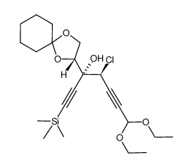 anti-4-chloro-3-(1,4-dioxaspiro[4.5]dec-2-yl)-7,7-diethoxy-1-trimethylsilanylhepta-1,5-diyn-3-ol结构式