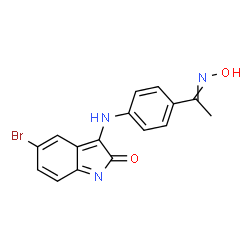 3-((4-((HYDROXYIMINO)ETHYL)PHENYL)IMINO)-5-BROMOINDOLIN-2-ONE structure