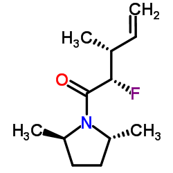 Pyrrolidine, 1-(2-fluoro-3-methyl-1-oxo-4-pentenyl)-2,5-dimethyl-, [2R-[1(2S*,3R*),2alpha,5beta]]- (9CI) structure