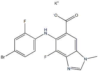 potassium 5-((4-bromo-2-fluorophenyl)amino)-4-fluoro-1-methyl-1H-benzo[d]imidazole-6-carboxylate结构式